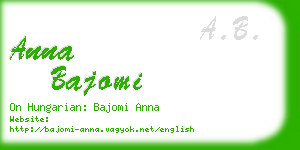 anna bajomi business card